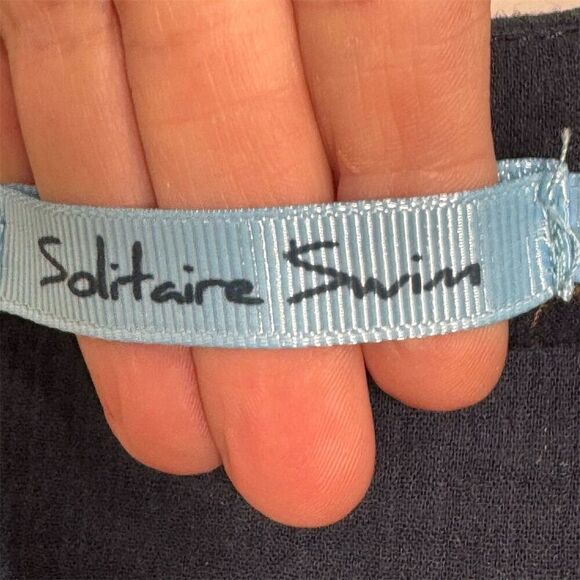 Solitaire Swim Navy Blue Boho Crochet Lace Dress | Cottagecore Festival Tunic L - Picture 6 of 9